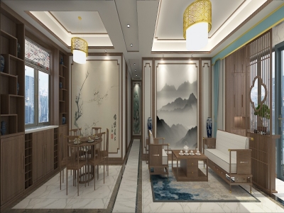 新中式风格实木定制造型图